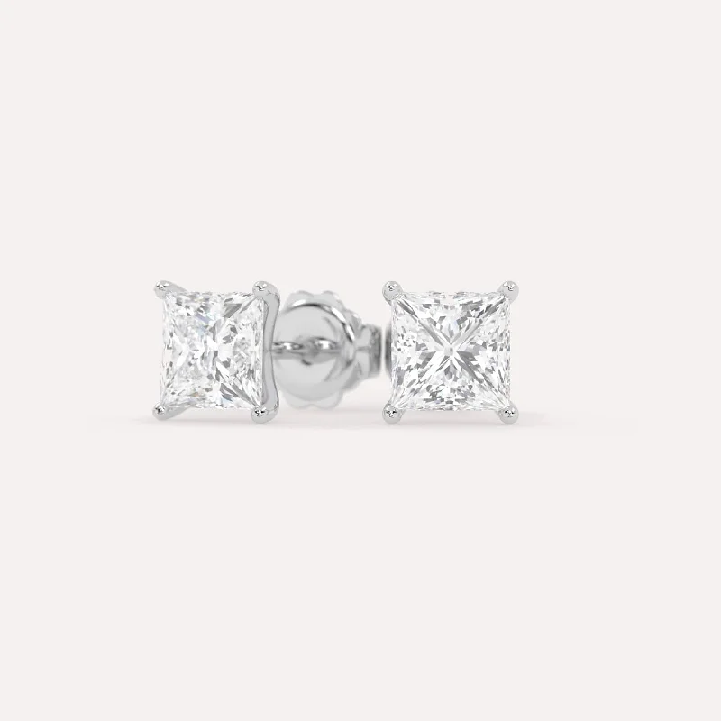 Stud Earrings for Work Attire -3 carat Princess Diamond Stud Earrings LAB