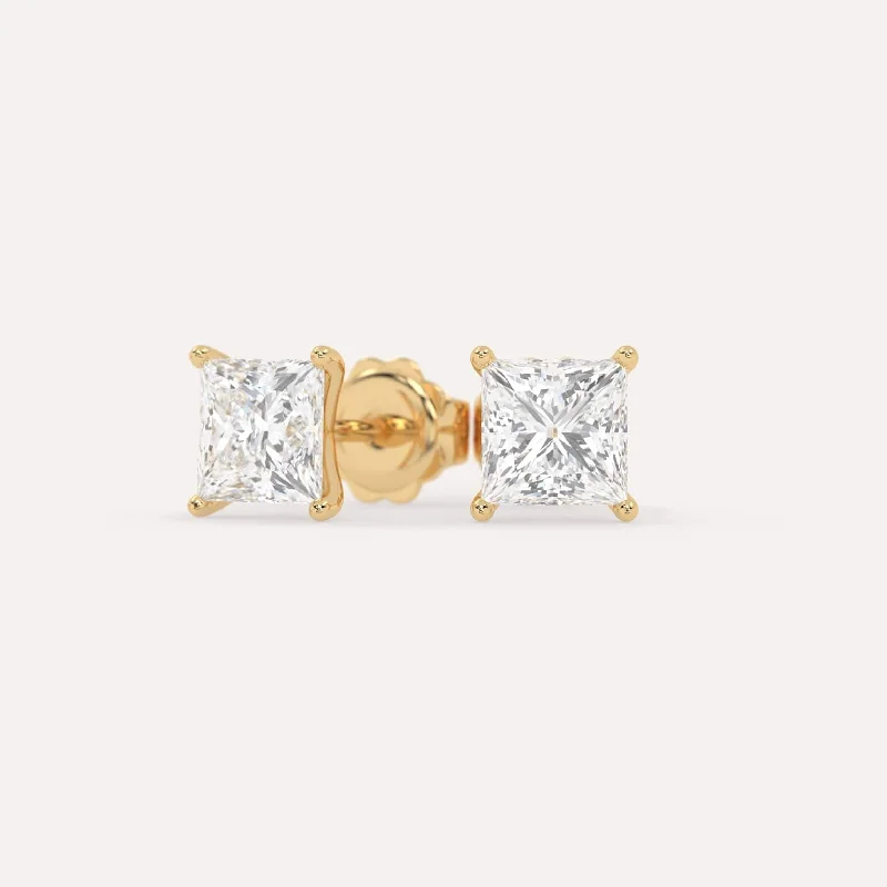 Large Stud Earrings for Statement -3 carat Princess Diamond Stud Earrings