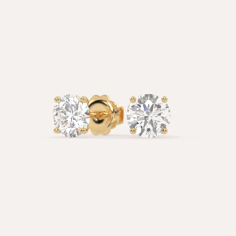 Stud Earrings with Star Motifs -3 carat Round Diamond Stud Earrings