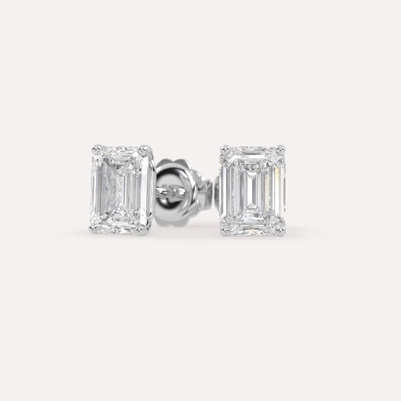 Stud Earrings for Wellness Routine -4 carat Emerald Diamond Stud Earrings LAB