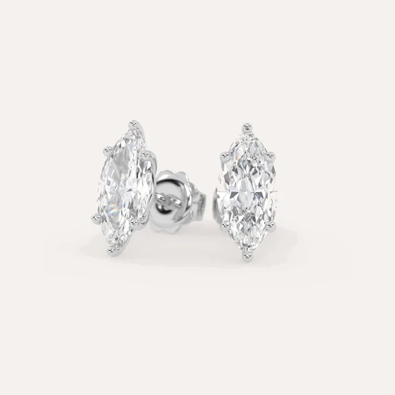 Stud Earrings for Fitness Activities -4 carat Marquise Diamond Stud Earrings LAB