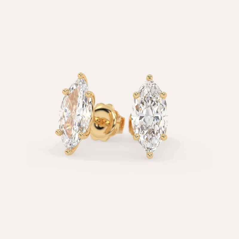 Stud Earrings with Rhinestones -4 carat Marquise Diamond Stud Earrings LAB