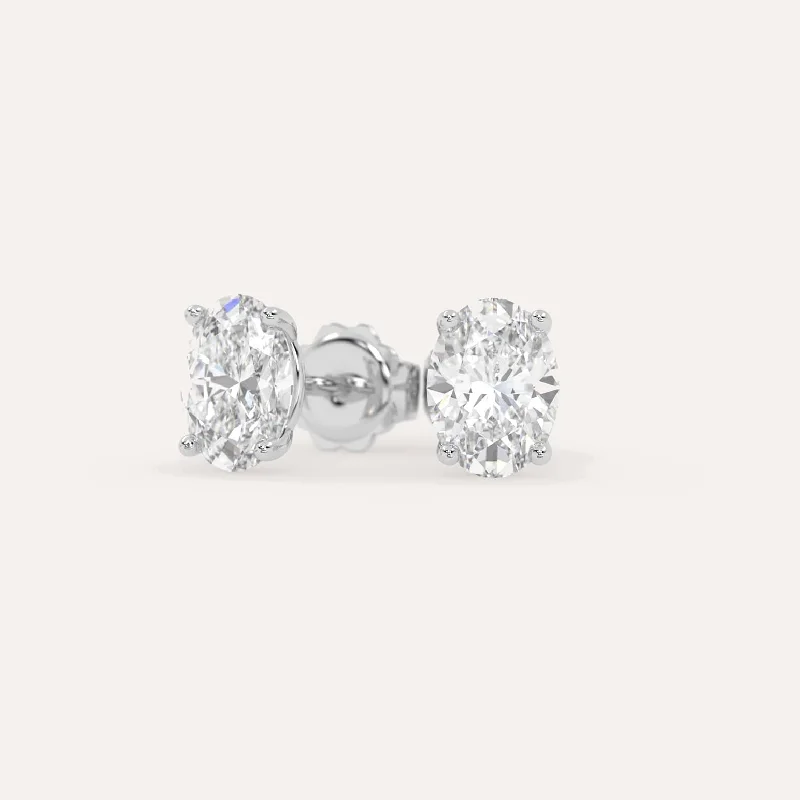 Stud Earrings for Casual Outfit -4 carat Oval Diamond Stud Earrings LAB