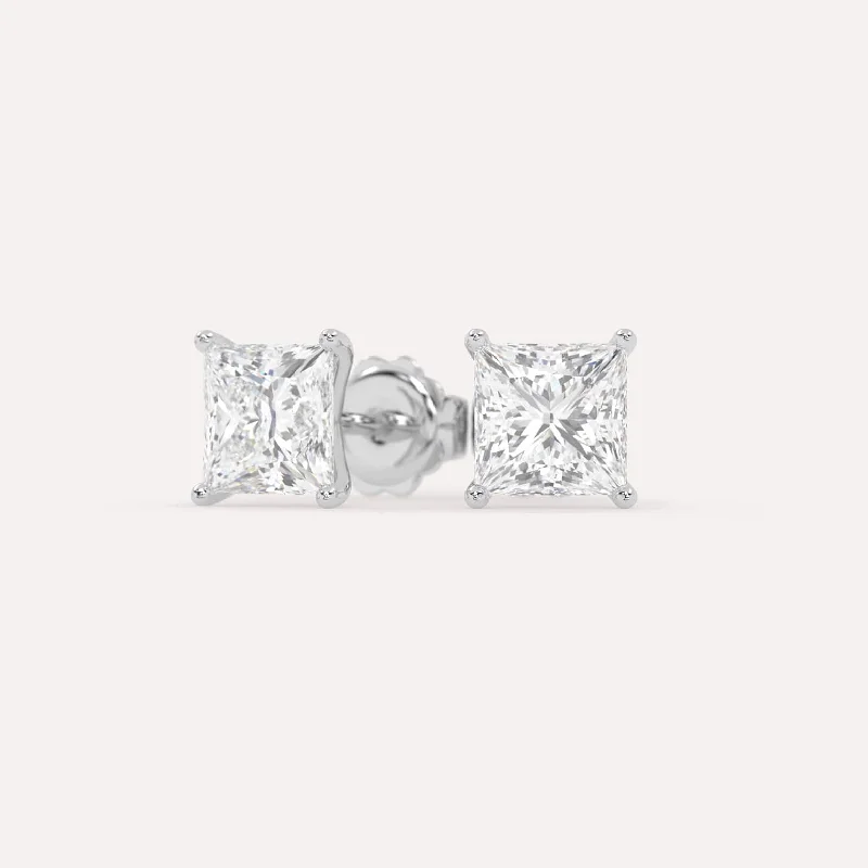 Stud Earrings for School Uniform -4 carat Princess Diamond Stud Earrings LAB