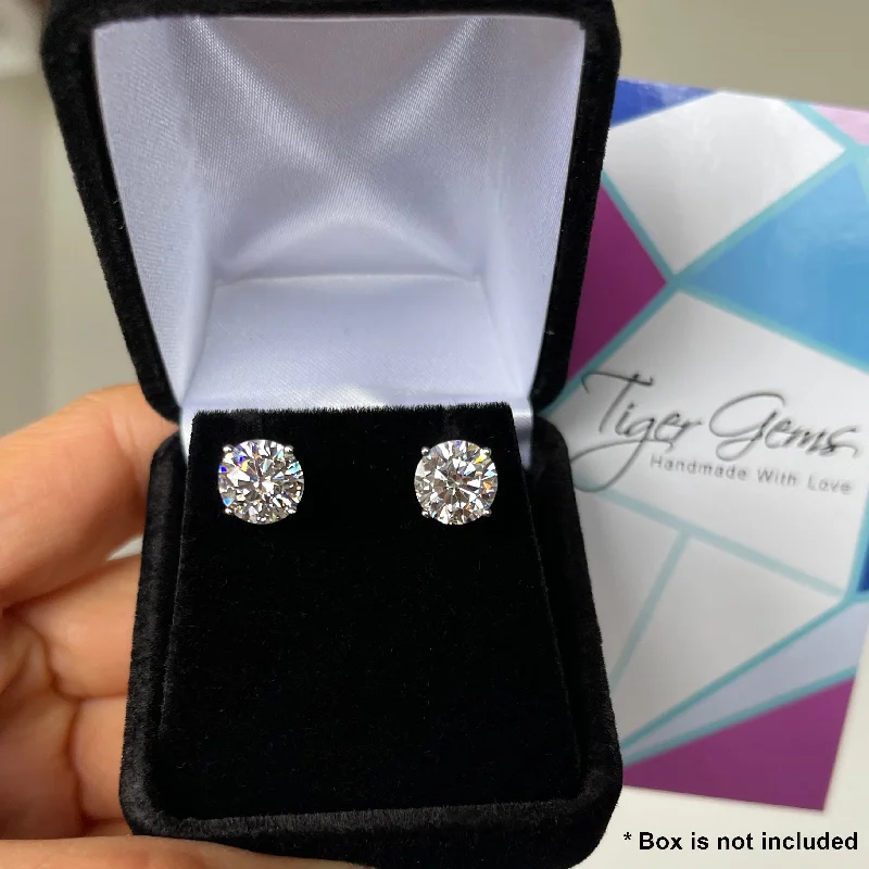 Stud Earrings with Crystals -4 ctw 4 Prong Stud Earrings, 2 ct Each - 30% Final Sale