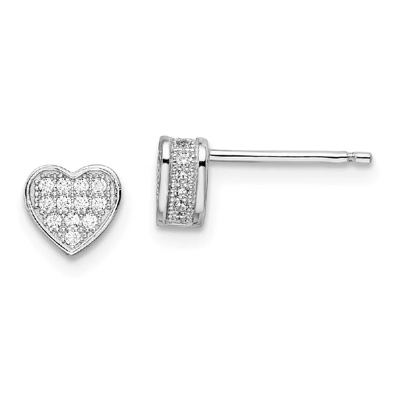 Stud Earrings for Graduation Day -925 Sterling Silver Cubic Zirconia Brilliant Embers Heart Stud Earrings