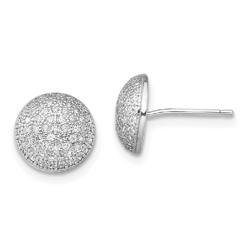 Round Stud Earrings for Classic -925 Sterling Silver Cubic Zirconia Brilliant Embers Stud Earrings (L-9.5 mm, W-9.5 mm)