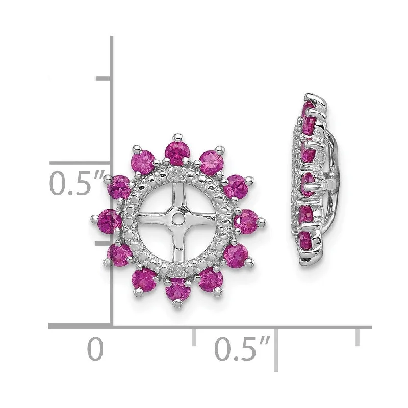 Stud Earrings with Star Motifs -925 Sterling Silver Diamond Created Ruby Jacket Stud Earrings (L-14 mm, W-14 mm)