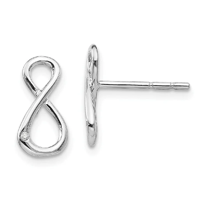 Indian Stud Earrings with Intricacy -925 Sterling Silver Diamond Infinity Symbol Stud Earrings (L-12 mm, W-7 mm)