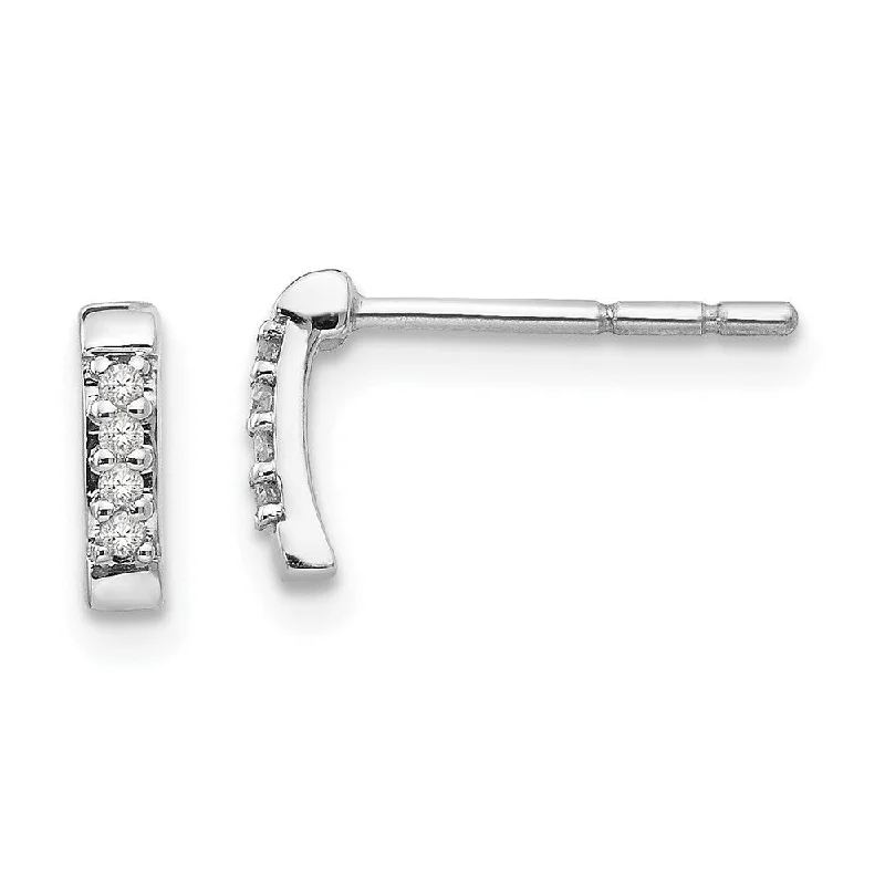 Stud Earrings for Mother's Day -925 Sterling Silver Diamond Stud Earrings (L-8 mm, W-2 mm)