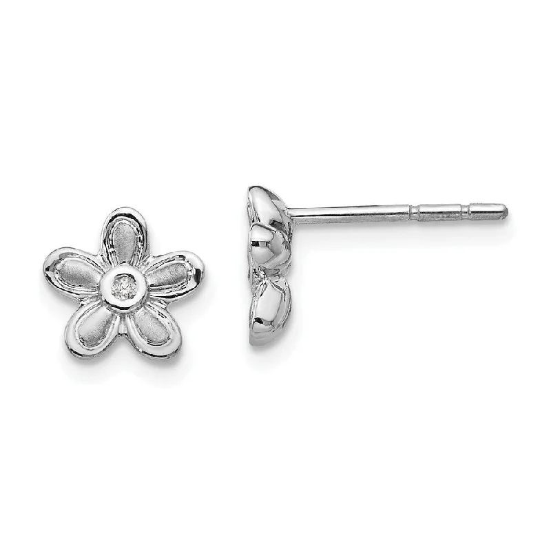 Stud Earrings with Star Motifs -925 Sterling Silver Matte Finish Diamond Flower Stud Earrings (L-10 mm, W-10 mm)