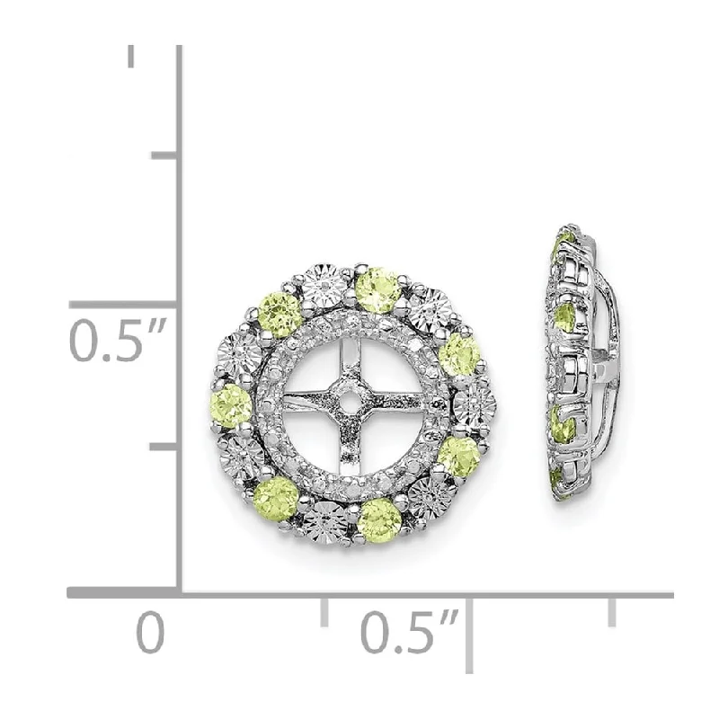 Silver Stud Earrings for Men -925 Sterling Silver Peridot Jacket Stud Earrings (L-13 mm, W-13 mm)