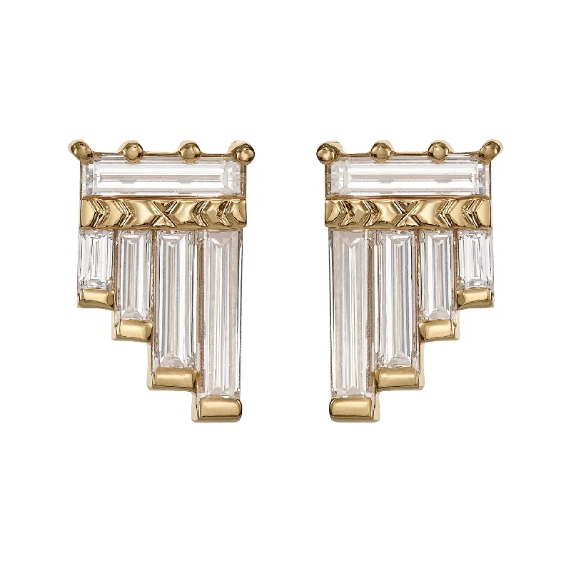 Stud Earrings for Travel Look -Pan Flute Diamond Stud Earrings