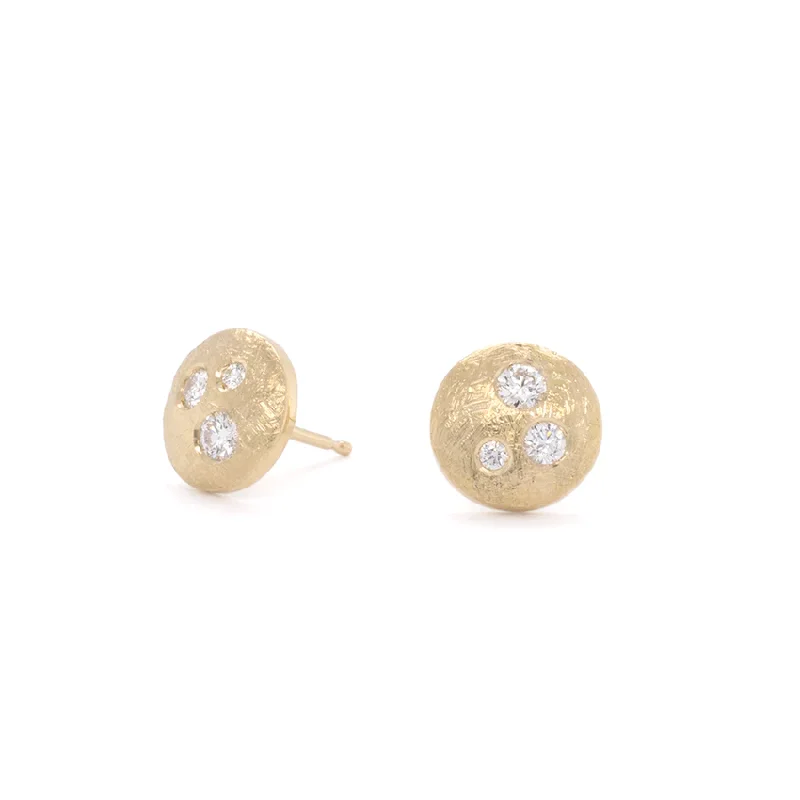 Hypoallergenic Stud Earrings for Sensitive -'Boulder' Dancing Diamond Round Stud Earrings