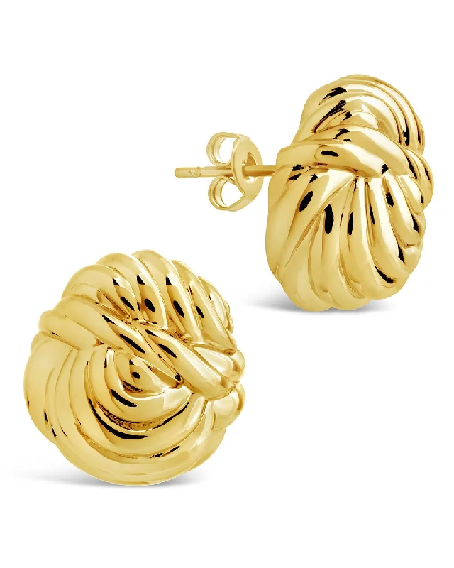 Lightweight Stud Earrings for All Day -Brioche Twist Stud Earrings