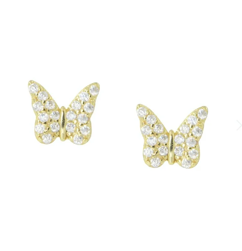 Stud Earrings for Anniversary -BUTTERFLY STUD EARRINGS WITH CRYSTALS