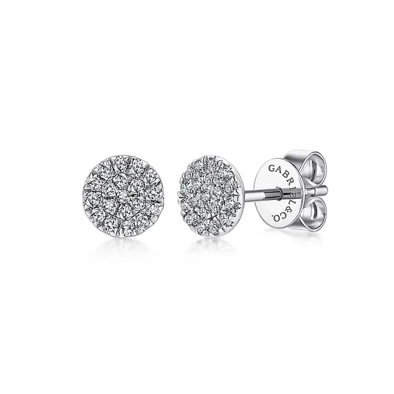 Stud Earrings for Anniversary -Cluster Diamond Stud Earrings in 14K White Gold