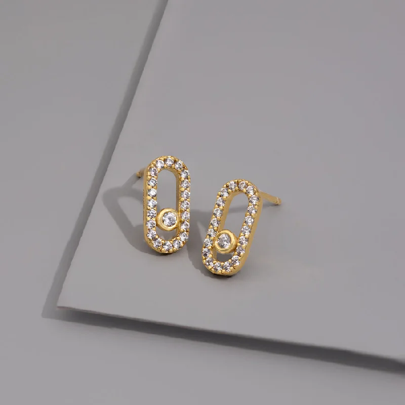 Stud Earrings for Birthday Celebration -Connect Pave 14K Gold Vermeil Stud Earrings