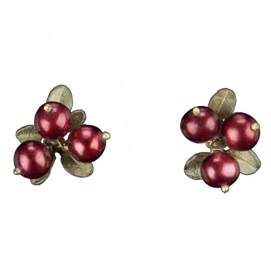 Stud Earrings with Embossed Patterns -Cranberry Stud Earrings