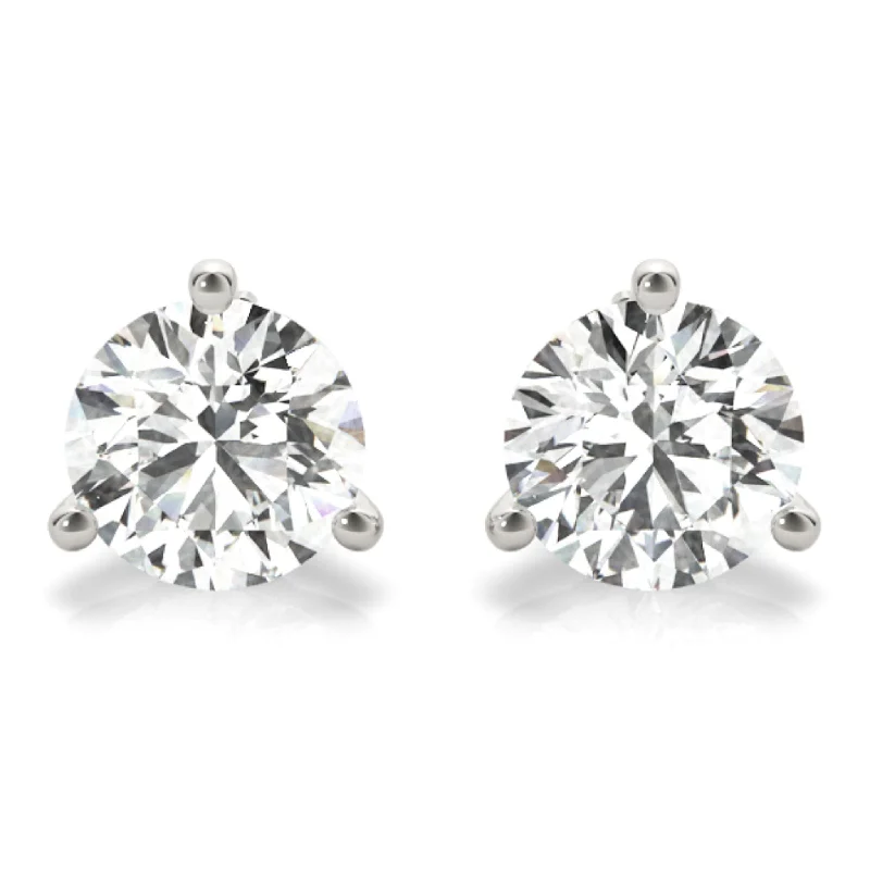 Stud Earrings for Fitness Activities -Diamond Stud Earrings Over 1.00 Carat t.w. With White Gold Three Prong Mounting