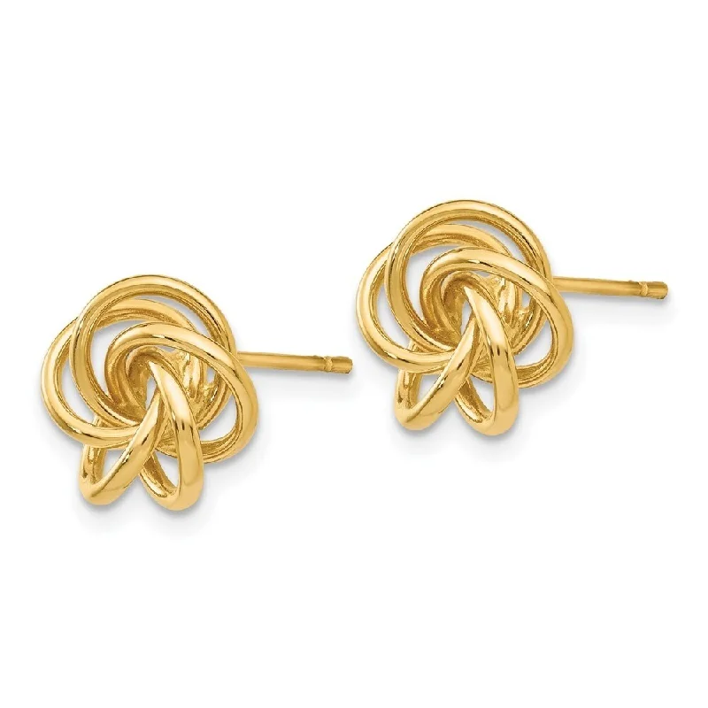 Stud Earrings for Office Wear -Diamond2Deal 10k Yellow Gold Love Knot Stud Earrings (L-10mm, W-10mm)