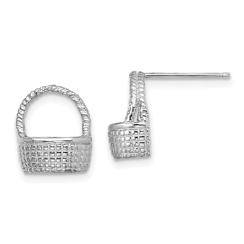 Stud Earrings for Yoga Session -Diamond2Deal 14K White Gold Basket Flat Back Stud Earrings (L- 12.1 mm, W- 10.4 mm)