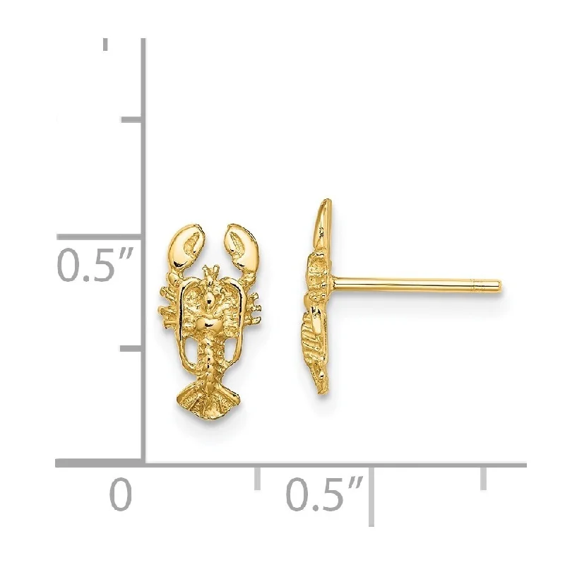 African Stud Earrings with Culture -Diamond2Deal 14K Yellow Gold 2-D LOBSTER Stud EARRINGS (L-10.7 mm, W-5.75 mm)