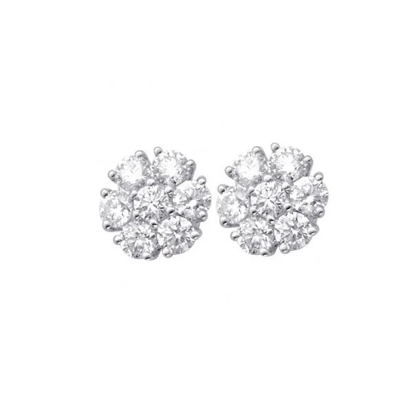 Stud Earrings with Crown Designs -Diamond Flower Stud Earrings