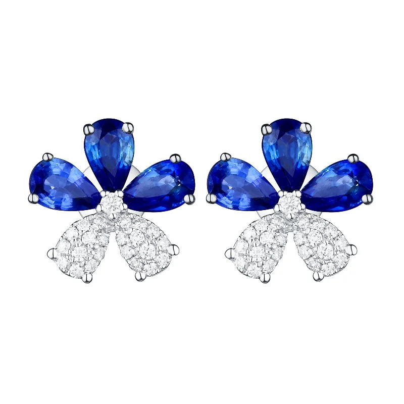 Maximalist Stud Earrings for Bling -Sapphire and Diamond Stud Earrings