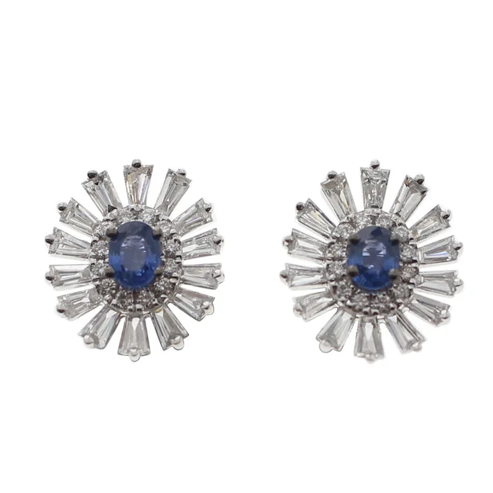 Gothic Stud Earrings with Dark Tone -Sapphire and Diamond Stud Earrings