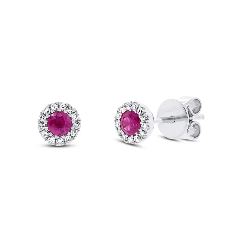 Retro Stud Earrings for Nostalgia -Ruby and Diamond Stud Earrings