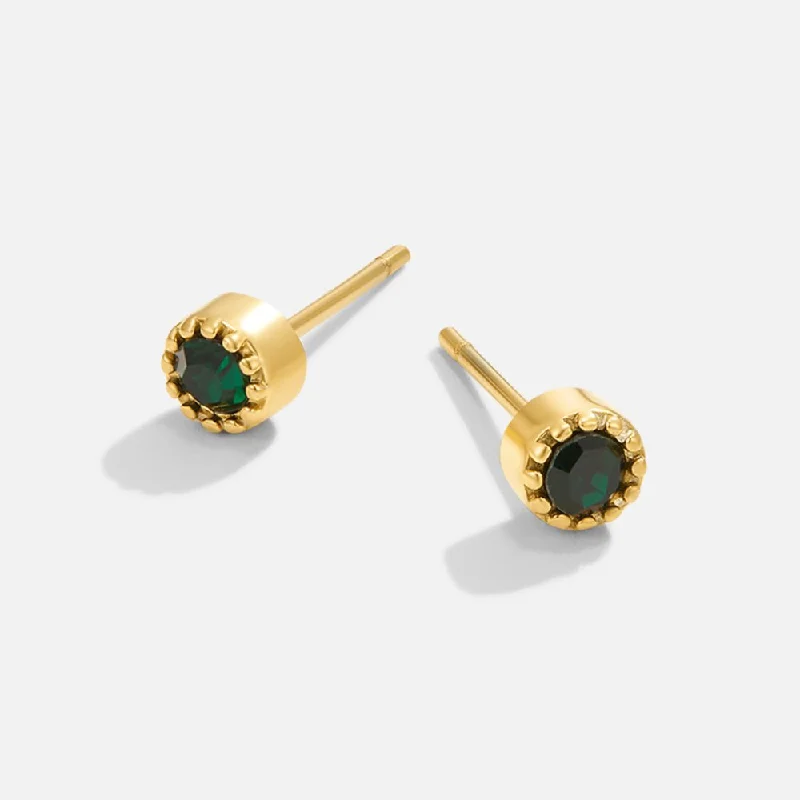 Adjustable Stud Earrings for Custom Fit -Emerald Green Stud Earrings