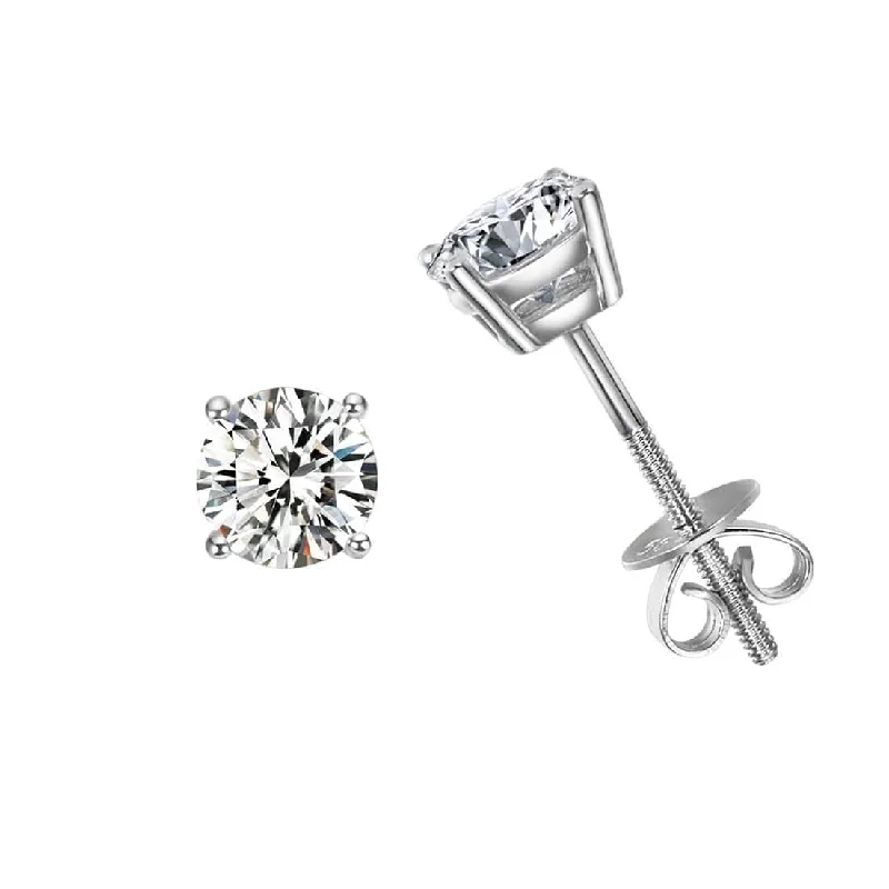 Stud Earrings with Enamel -FANCIME 1 cttw Moissanite 14K Solid White Gold Stud Earrings