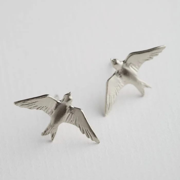 Stud Earrings for Anniversary -Flying Swallow Stud Earrings