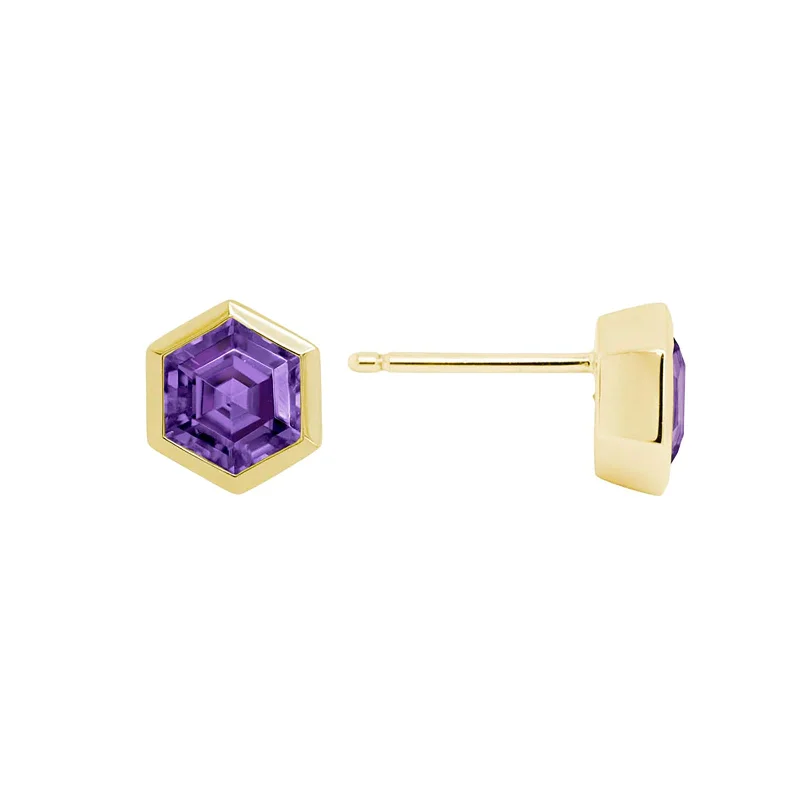 Indian Stud Earrings with Intricacy -Amethyst Stud Earrings