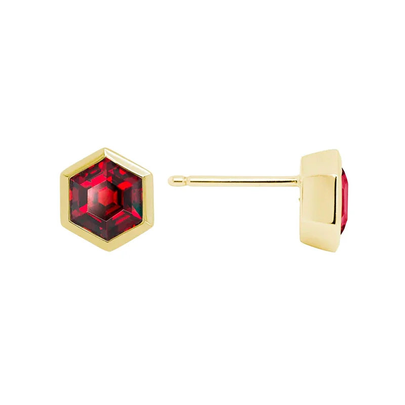 African Stud Earrings with Culture -Garnet Stud Earrings