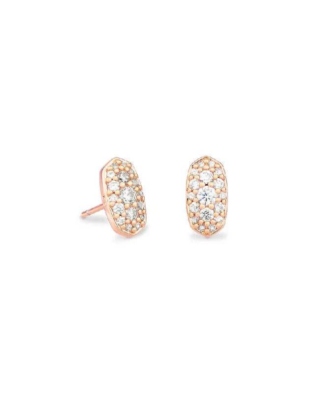 Contemporary Stud Earrings for Fashion -Grayson Rose Gold Plated Crystal Stud Earrings with White CZ by Kendra Scott