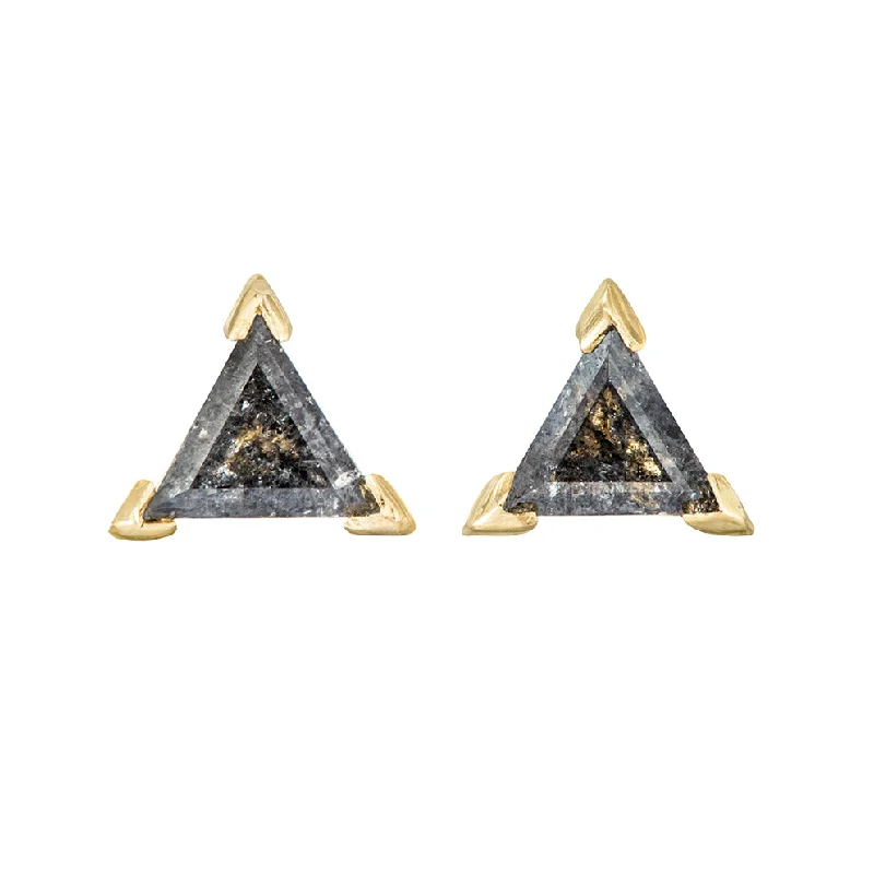 Celtic Stud Earrings with Knotwork -Grey Triangle Diamond Stud Earrings