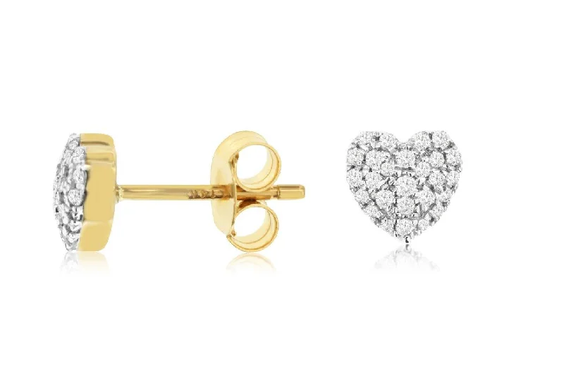 Stud Earrings with Polished Shine -Heart Shaped Diamond Stud Earrings