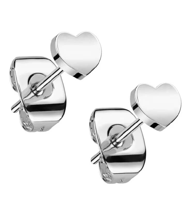 Stud Earrings for Festival Style -Heart Titanium Stud Earrings