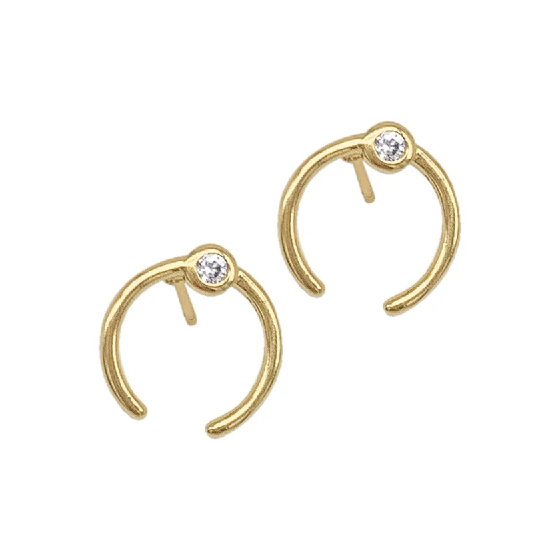 Stud Earrings with Embossed Patterns -14k Gold Plated Horn Stud Earrings