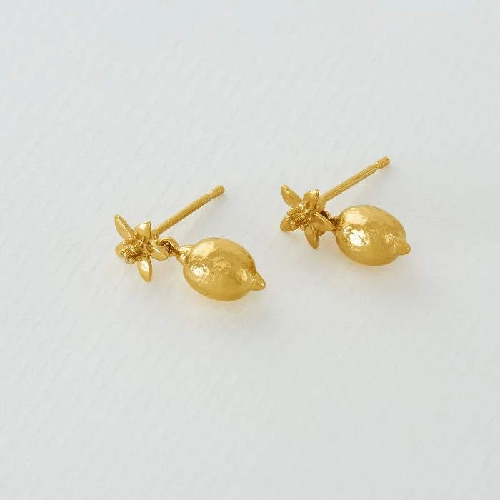 Stud Earrings for Party Look -Lemon Blossom Stud Earrings with Lemon Drops