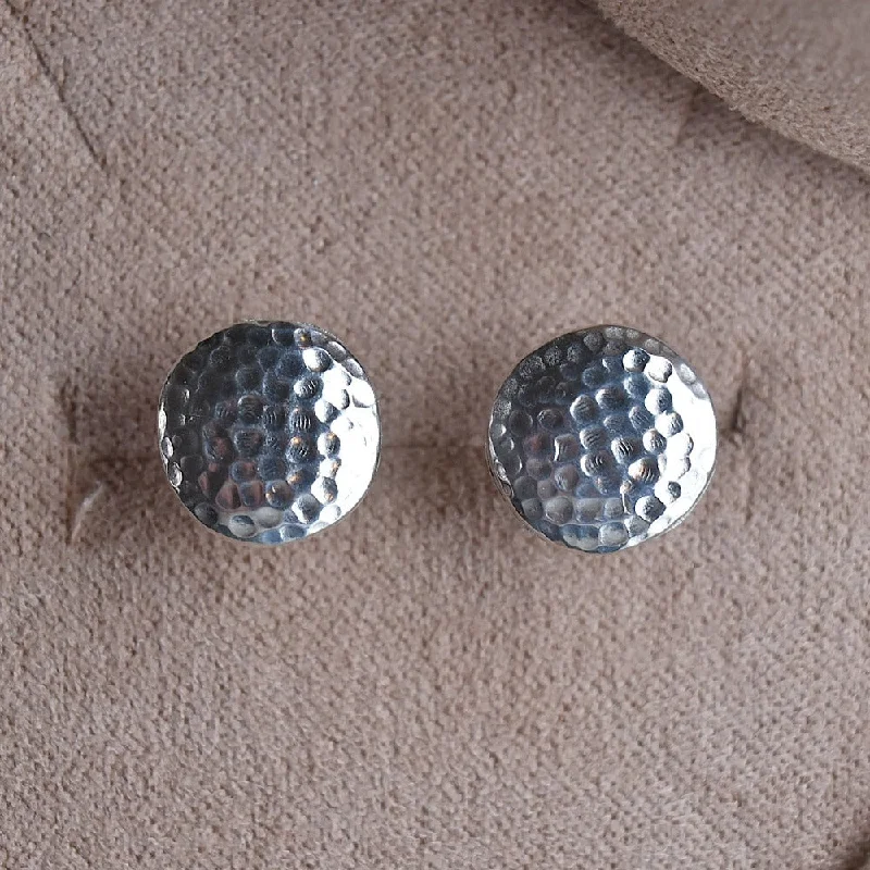 Stud Earrings with Hammered Finish -Lightly Hammered Stud Earrings