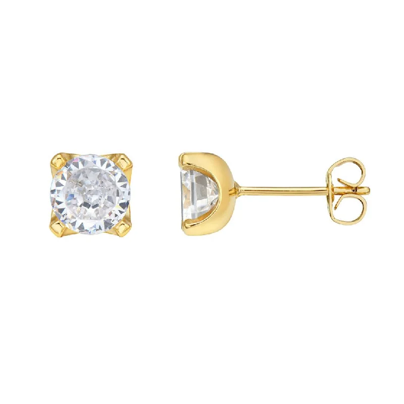 Stud Earrings for Casual Outfit -Men's 14k Gold Plated Solitaire Stud Earrings