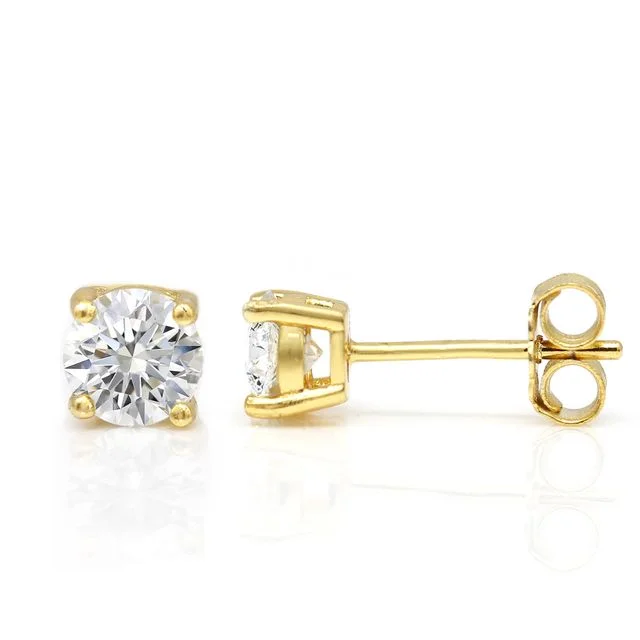 Stud Earrings for Formal Attire -Moissanite 0.5ct Stud Earrings - Yellow Gold