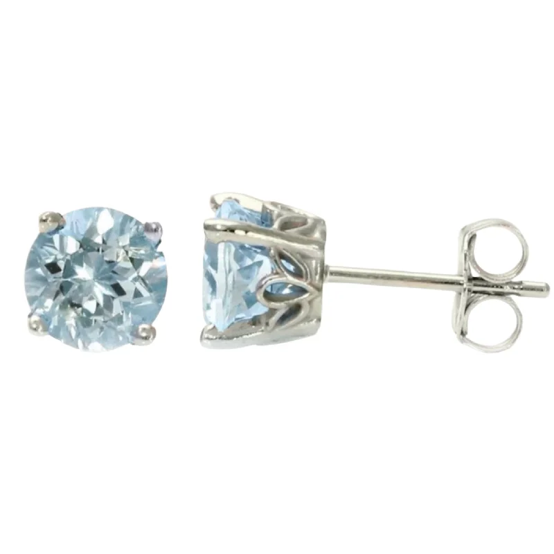 Stud Earrings for Formal Attire -Natural Aquamarine Stud Earrings | 14K Gold