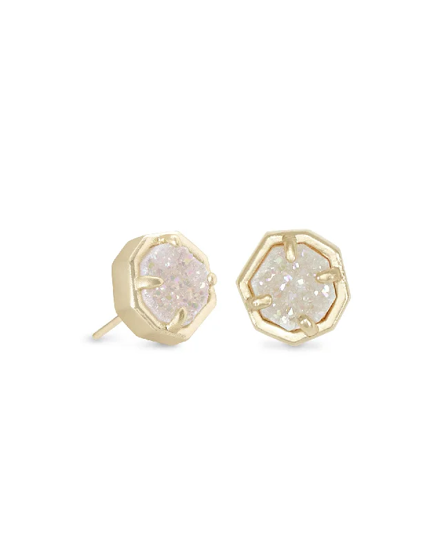 Maximalist Stud Earrings for Bling -Nola Gold Plated Stud Earrings Iridescent Drusy by Kendra Scott