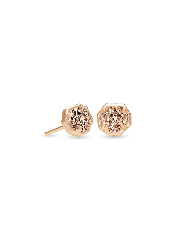 Bohemian Stud Earrings with Tassels -Nola Rose Gold Plated Stud Earrings In Rose Gold Drusy by Kendra Scott