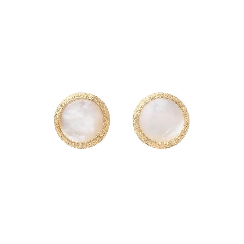 Stud Earrings with Animal Motifs -Jaipur White Mother of Pearl Stud Earrings