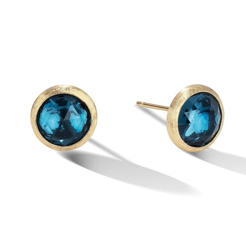 Leverback Stud Earrings for Comfort -Jaipur London Blue Topaz Stud Earrings